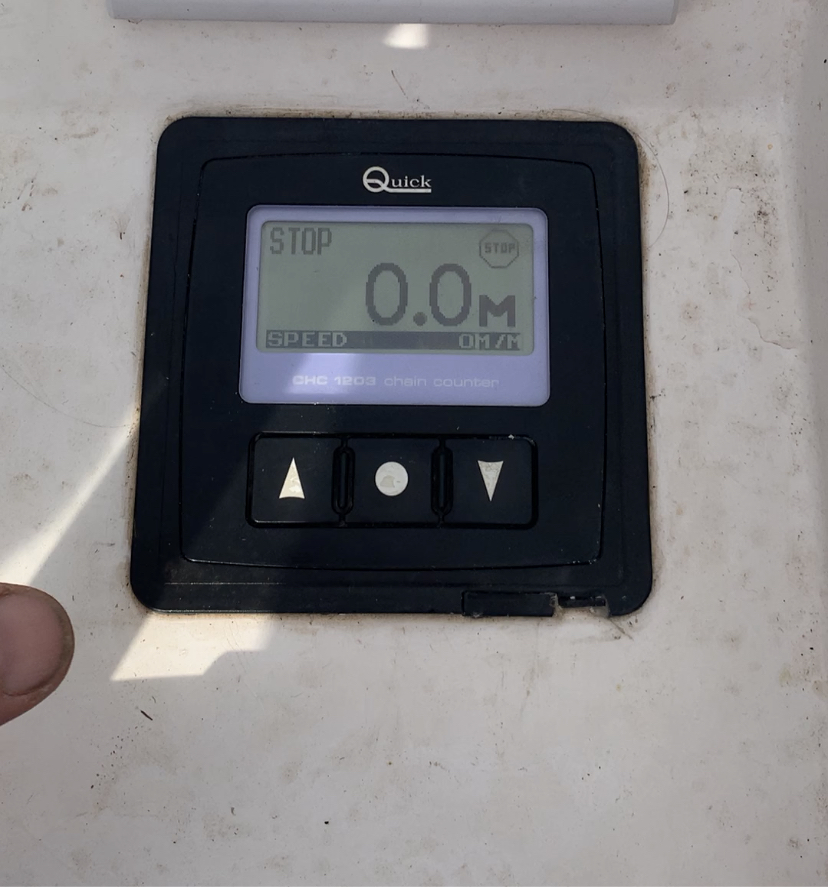 Chain counter screen showing 0.0m